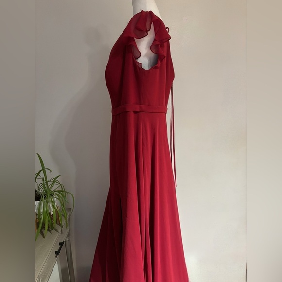 Azazie Claudine Elegant Bridesmaid Dress – Burgundy, Size A18 (Plus) - Picture 7 of 12